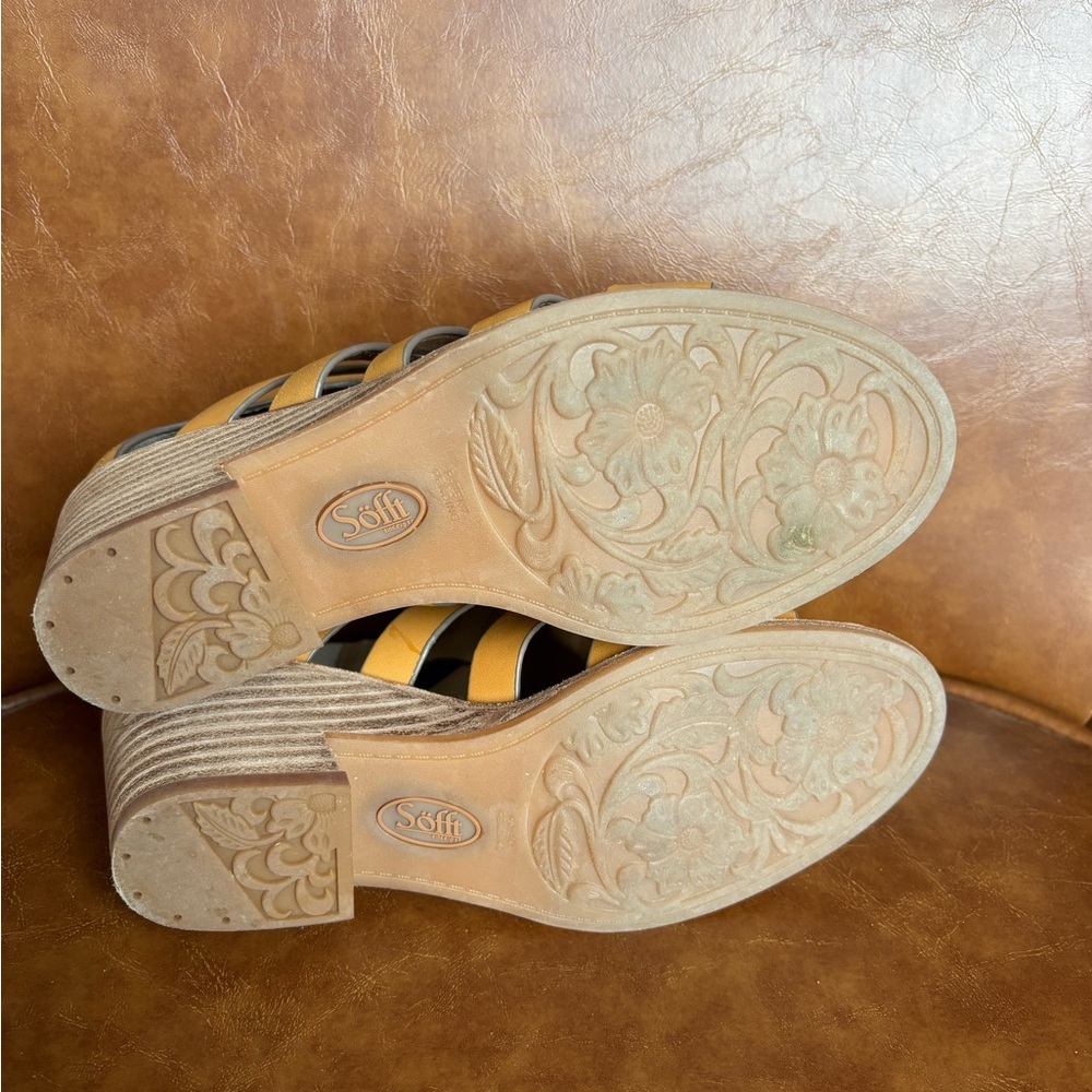 Sofft Sunny Luggage Gold Tan Gladiator Caged Leather Sandals Summer Size 7 - Picture 8 of 9